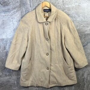 Herman Kay Cream vintage 90s Wool overcoat with pockets coats Woman's 18W
